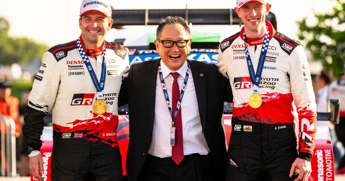 Elfyn Evans celebrated victory in the Japan WRC after a changing battle