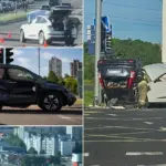Traffic jam caused by an accident on Ukmergė Street in Vilnius: one car overturned