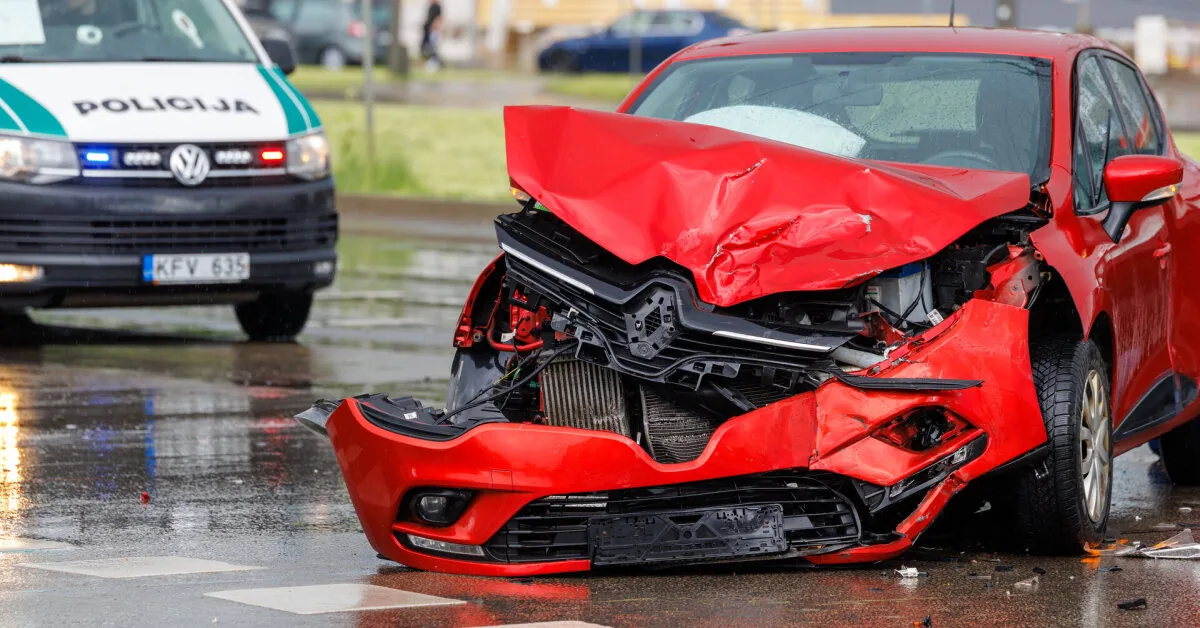 Traffic was restricted at one intersection in Kaunas due to an accident