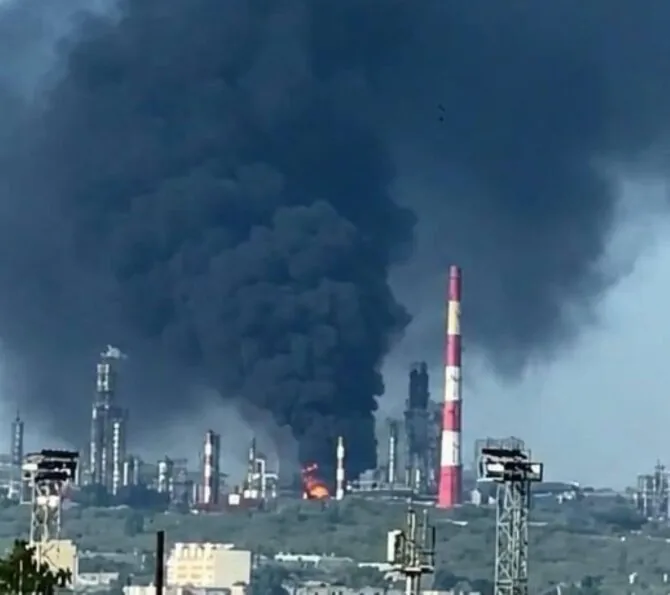 Frame from the video/Syzran oil refinery after the Ukrainian strike
