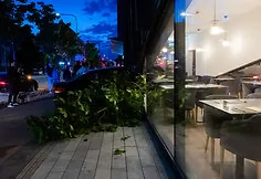 Car drove into a hotel