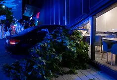 Car drove into a hotel