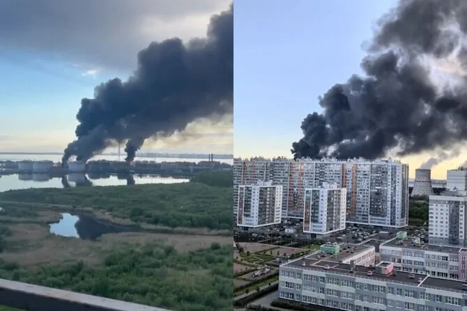 Screenshot/Fire at Saint Petersburg port