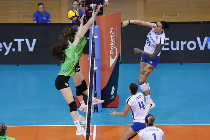 CEV photo/Lithuanian women's volleyball team lost to Greece in their debut European League match.