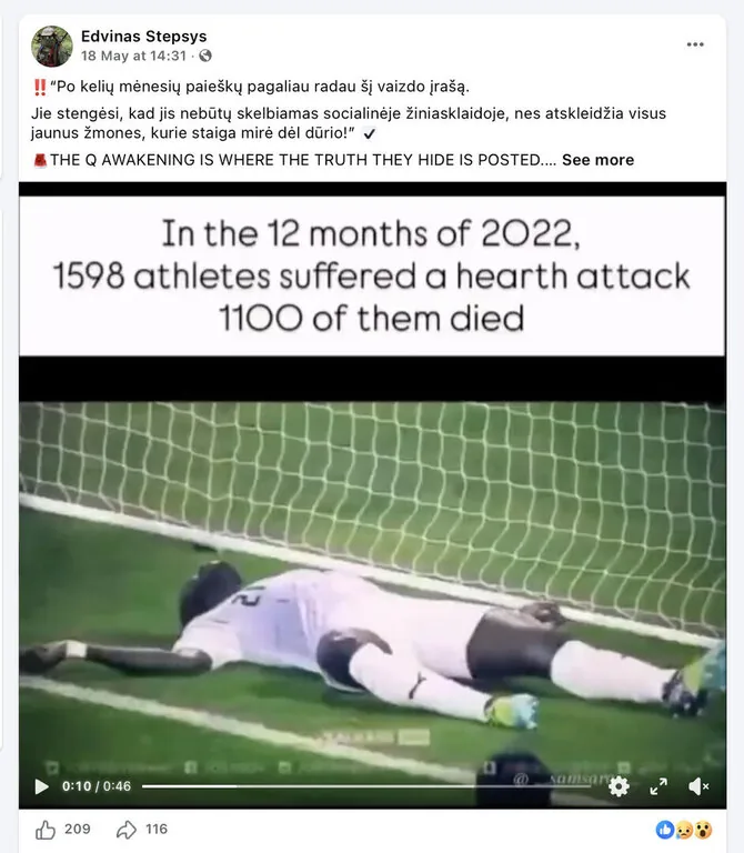 Screenshot from Facebook/Death is a very rare side effect of coronavirus vaccines - experts have confirmed dozens, not thousands, of such cases