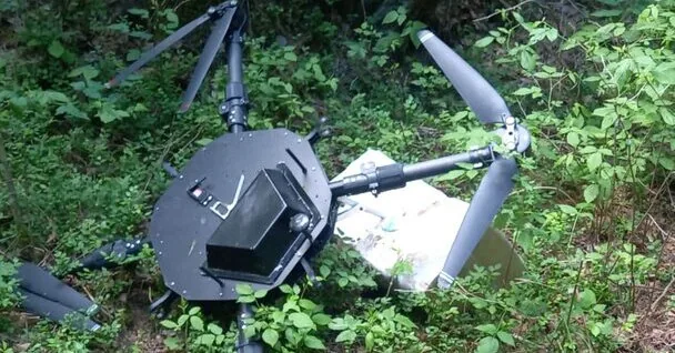 Officers found a fallen criminal drone