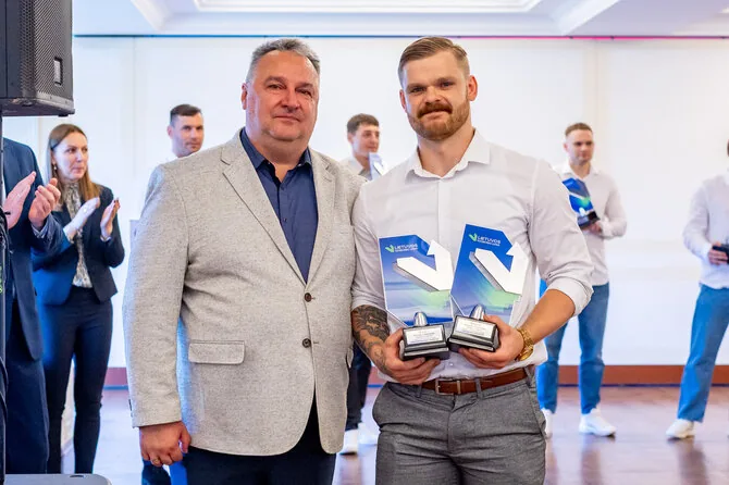 Photo by Evaldas Šemiotas/Lithuanian handball season awards took place in Vilnius. Deividas Virbauskas was chosen as MVP.