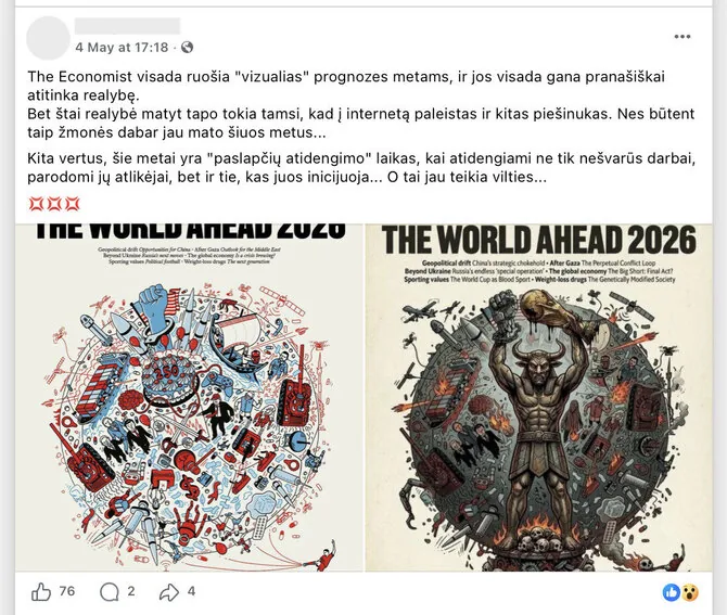 Screenshot from Facebook/The Economist did not have a cover depicting a person with a devil's head