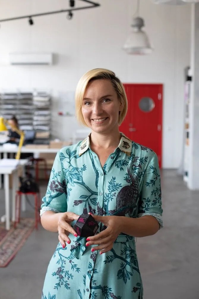 Personal album photo/Vaiva Žvirblytė with solid cosmetic products of her established brand