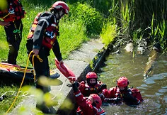 Press conference organized by the Fire Protection and Rescue Department at Rokantiškės dam