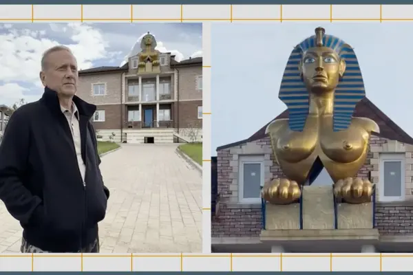 Romanov built a "buxom Sphinx" on the roof of a luxurious manor