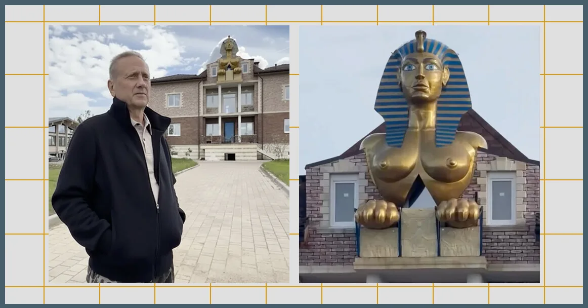 Romanov built a "buxom Sphinx" on the roof of a luxurious manor