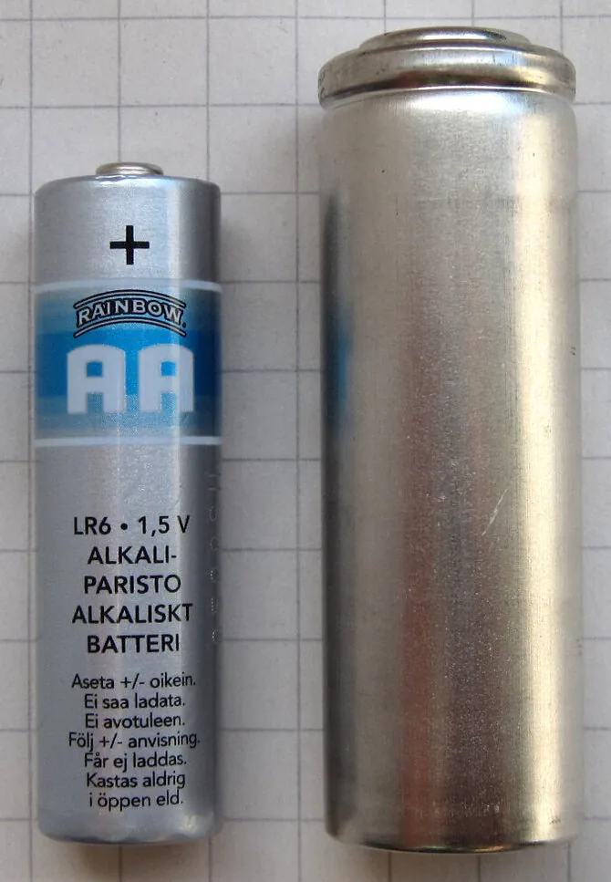 Wikimedia Commons photo/B battery next to AA battery