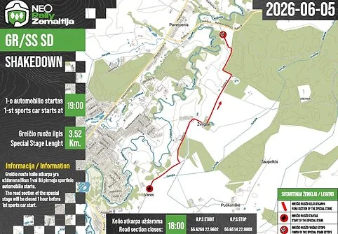 Test stage. Rally Žemaitija 2026 track maps
