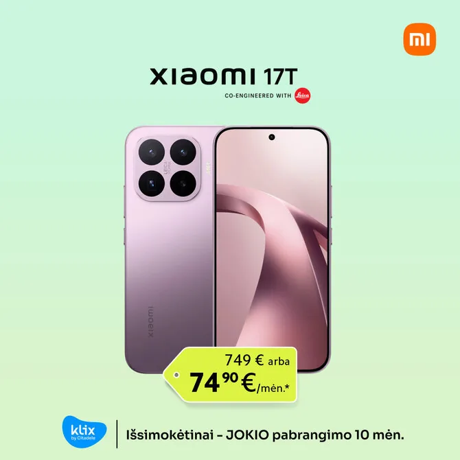 „Varlė.lt“ nuotr./„Xiaomi 17T“ rožinis
