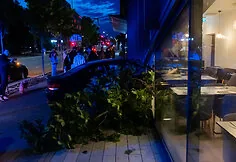 Car drove into a hotel