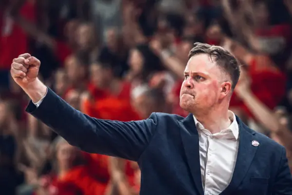 Friends' ode to Eglinskas, who is writing a basketball epic: "God leads him by the hand"