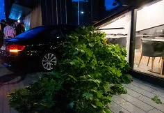 Car drove into the hotel