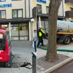 Po Palangos savivaldybės langais atsivėrė smegduobė: įstrigo sunkvežimis