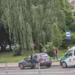 A car overturned in Vilnius after an accident