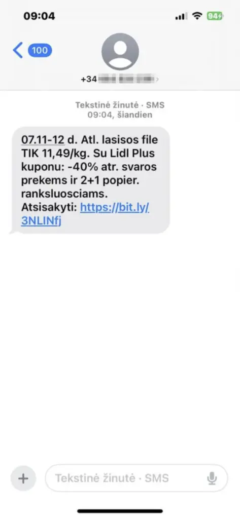 Sent message