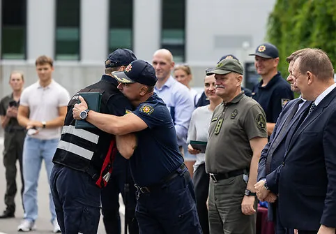 State Fire and Rescue Service Rescue and Search Team (LERT) reception after the mission in Venezuela