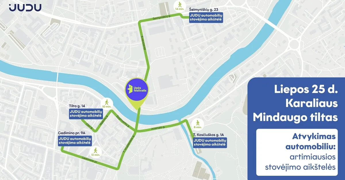 „Upės festivalis“ Vilniuje: kur statyti automobilį ir kaip pasiekti renginio erdves?