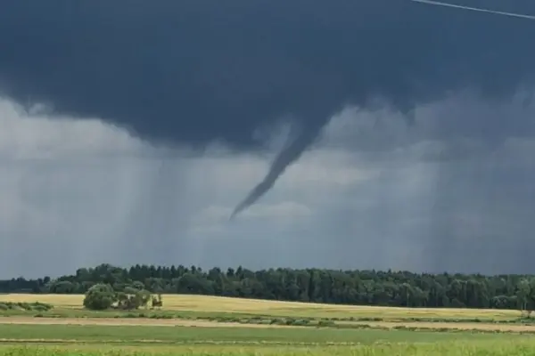A forming tornado recorded in Lithuania