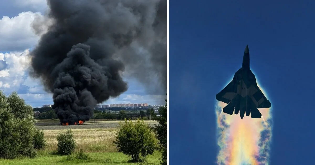 A Su-57 fighter jet crashed near Moscow: only smoke and flames remained