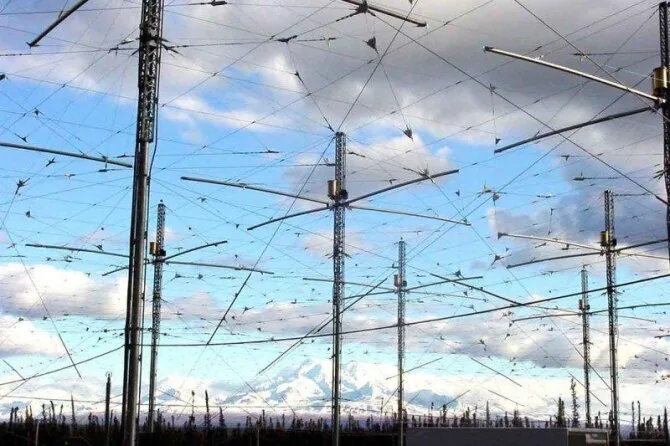 NASA illustration/HAARP program antennas in Alaska