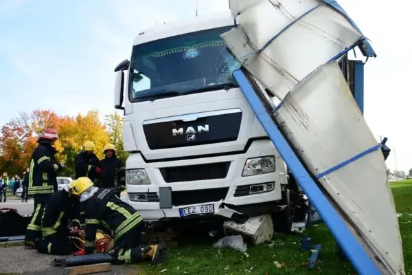 Both drivers were sober, but both the truck and the bus need repairs