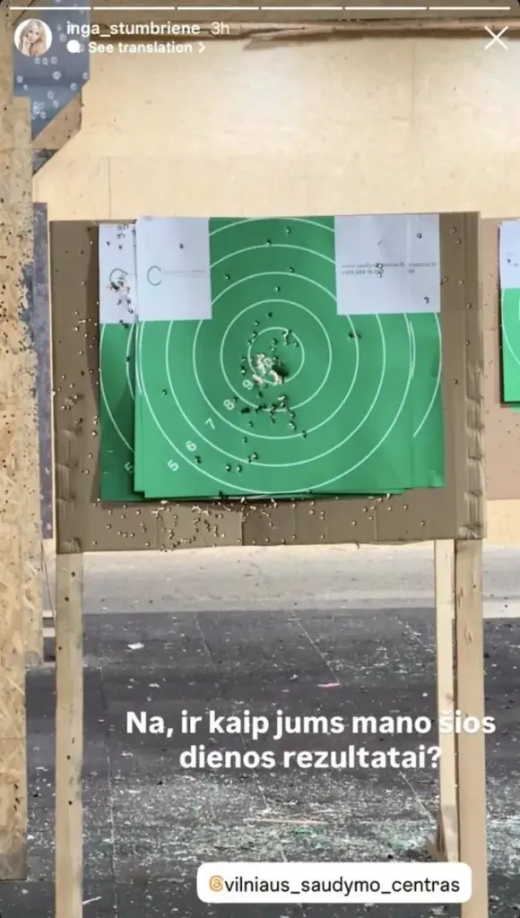 Screenshot/Inga Stumbrienė at the shooting range
