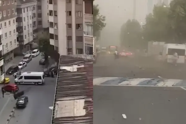A powerful storm ravaged Istanbul: roofs flew, and planes circled