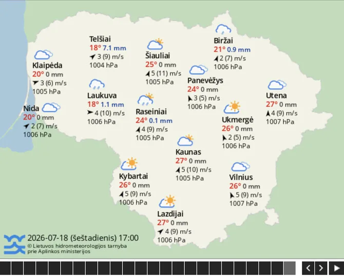 Meteo.lt/Orai Lietuvoje 07.18 d. 17 val.