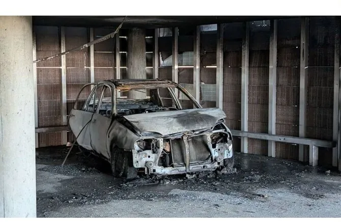 Photo by Raimonda Zaborė/Car burned down in a fire in Klaipėda