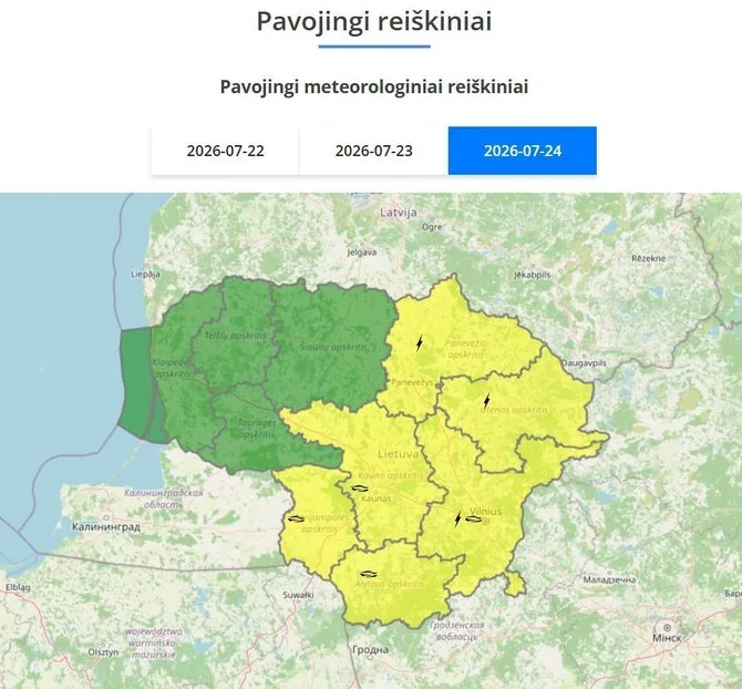 Meteo Lt nuotr./Pavojingi reiškiniai liepos 24 d.