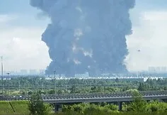 Wildberries logistics center burning in St. Petersburg