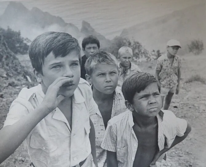 LTMKM photo/Film „The Last Day of Vacation“. Film frame. On the left – Romas – Valerijus Zubarevas