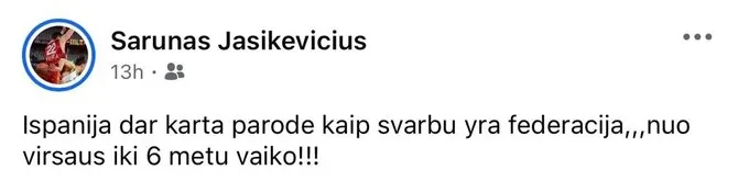 Facebook platform/Šarūnas Jasikevičius message