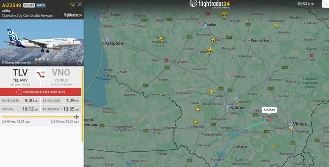 Flightradar24.com/Diverted flight from Tel Aviv