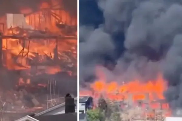 Near Oslo – tragic fire: burning one row of houses after another