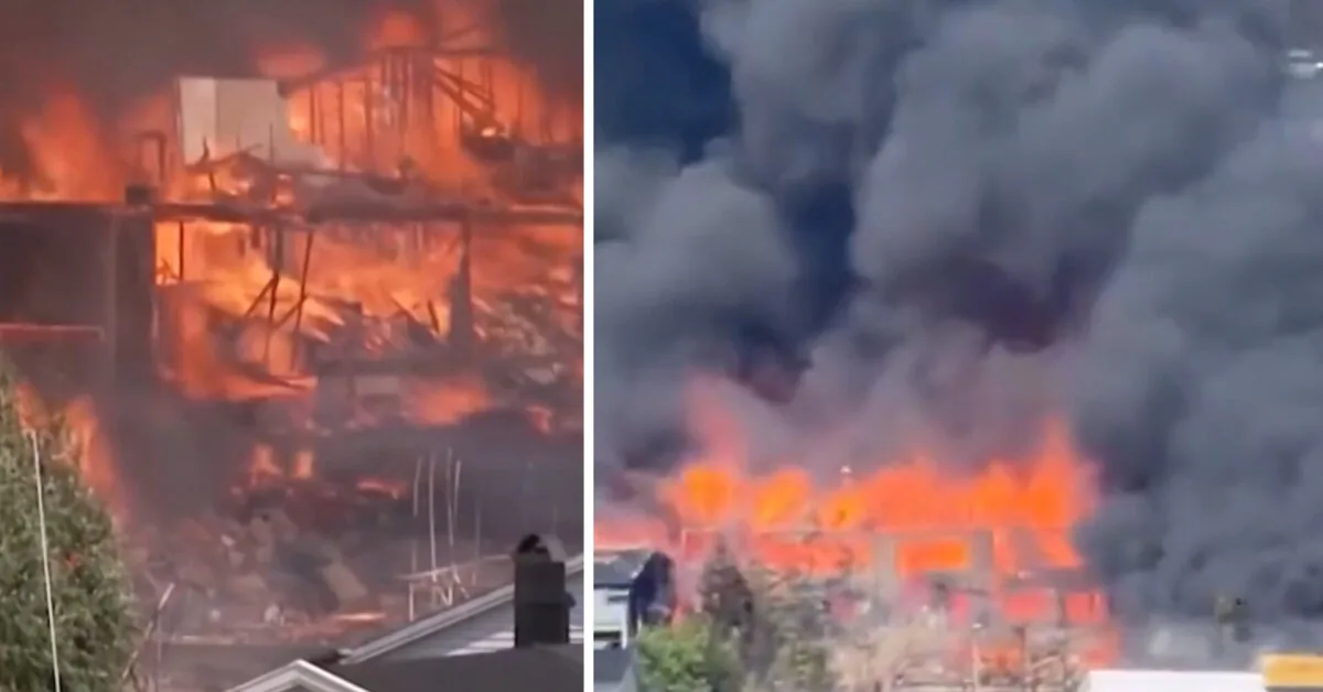 Near Oslo – tragic fire: burning one row of houses after another