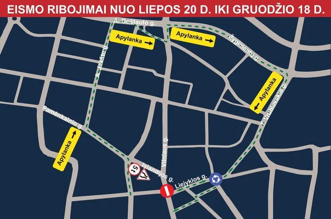 Savivaldybės iliustr./Eismo ribojimai sostinės Vilniaus gatvėje