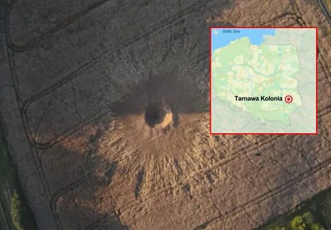 Crater in Tarnawa Kolonia village in Poland