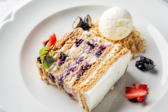 Shutterstock photo/Blueberry and vanilla ice cream layer cake