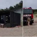Burning sauna operating on Palanga beach