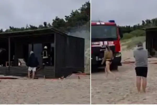 Burning sauna operating on Palanga beach