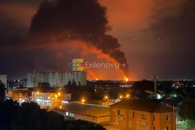 Exilenova Plus/Stavropol region Russian oil base on fire