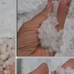 Heavy rains that swept across Lithuania also brought a portion of hail – the ice cubes did not melt for a long time