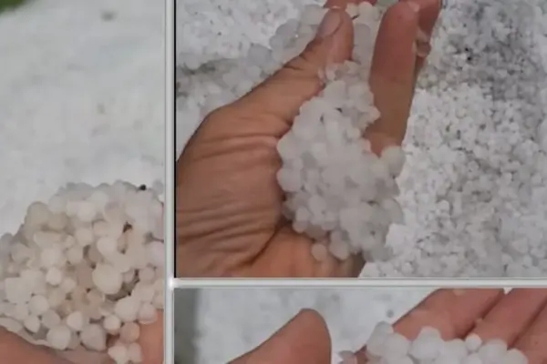 Heavy rains that swept across Lithuania also brought a portion of hail – the ice cubes did not melt for a long time